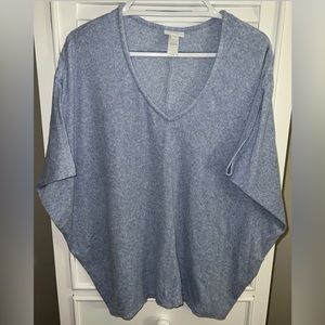 Pure Jill J. Jill heathered blue short dolman sleeve terry knit tunic Size Large